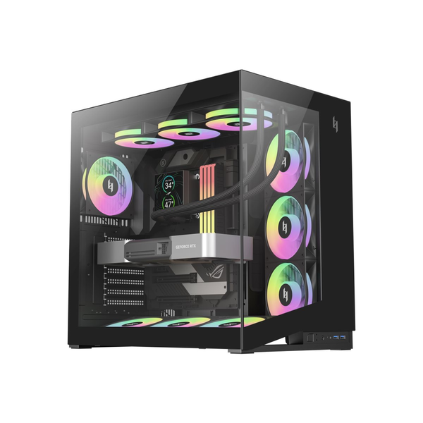 GAMEMAX NEX C56 Mid Tower ATX házelőlap edzett üveg fekete NEX C56 BK