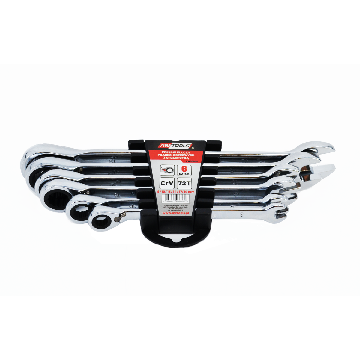 AWTOOLS LAPOS-SZEMES KULCS CSÖRGŐVEL KÉSZLET 6 db 8-19mm (AW39995)