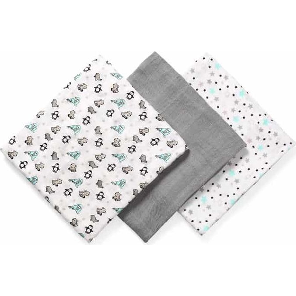 Pack 3 Muselinas Bambú 70x70, Color:grey