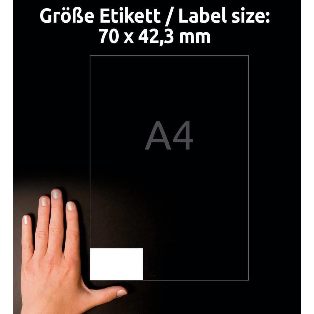 Avery-Zweckform 3652-10 70 x 42.3 mm Papír Fehér 210 db Véglegesen tapadó Univerzális etikett Tinta, Lézer, Másolat 10 lap DIN A4 (3652-10)
