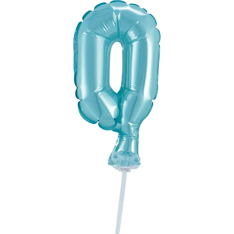 Szám Fólia Lufi Tortára - 13 cm, 0-ás, Kék (GODA1955)