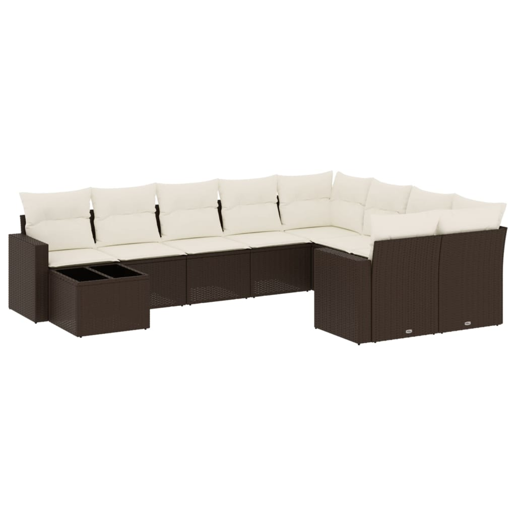10 részes barna polyrattan kerti ülőgarnitúra párnákkal (3219453)