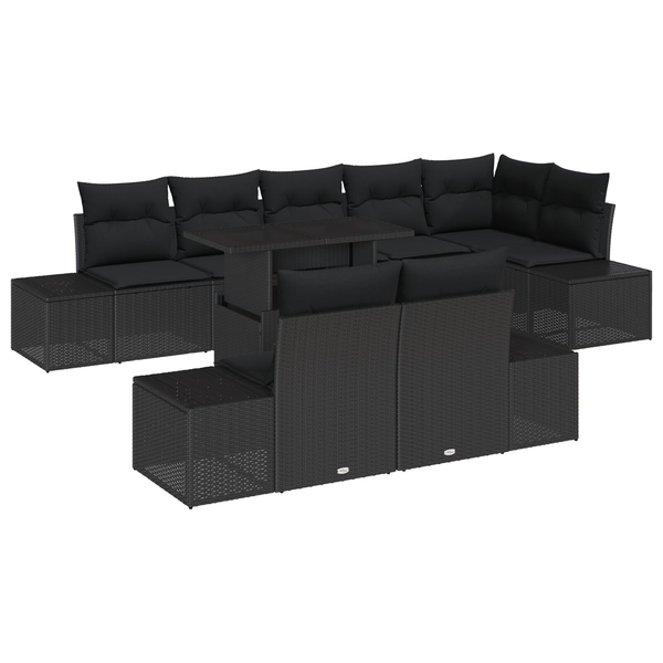 Conjunto De Sofá De Jardín Conjunto De 9 Negro V3236 Unico / Negro