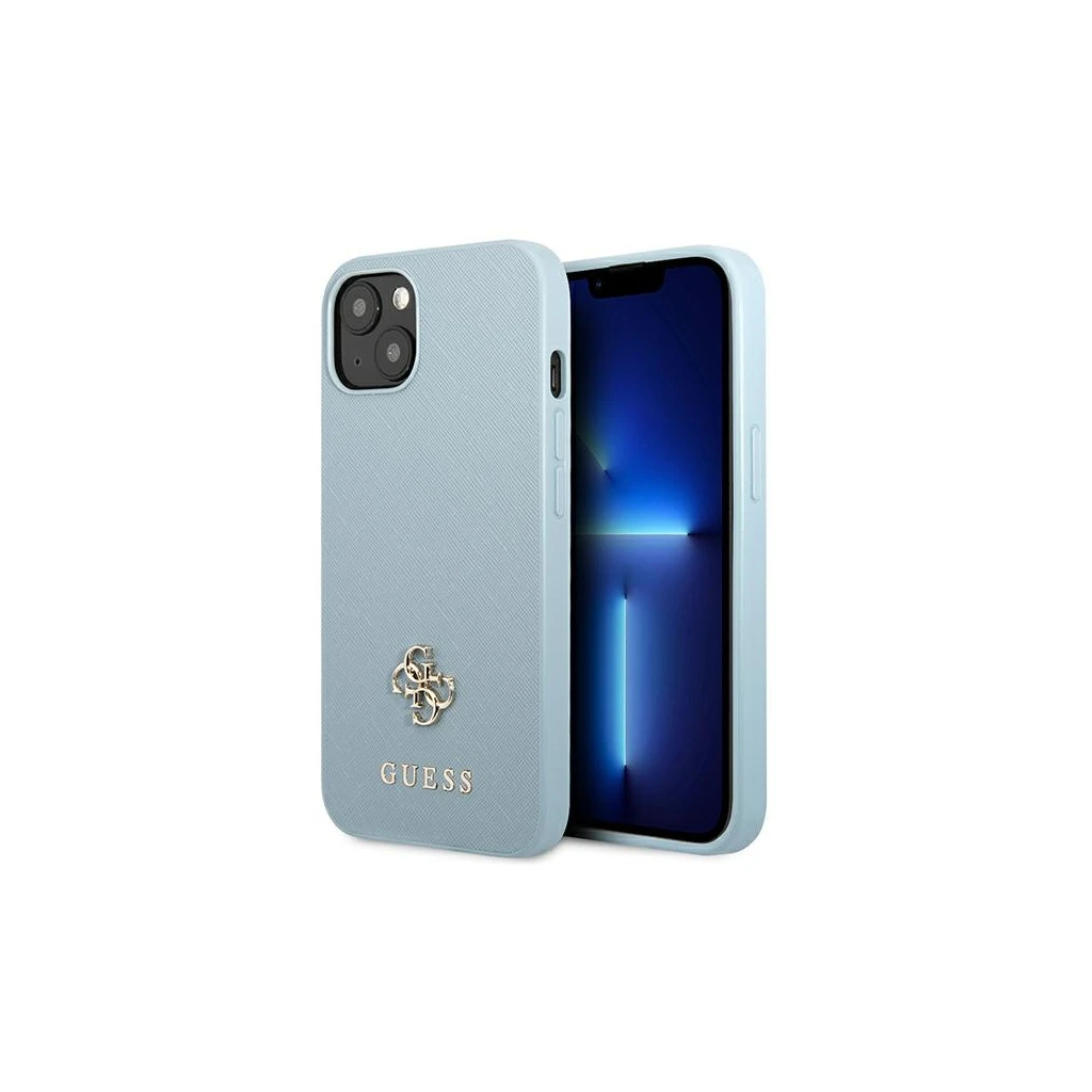 Guess GUHCP13SPS4MB iPhone 13 mini 5,4" készülékhez kemény tok Saffiano 4G Small Metal Logo kék