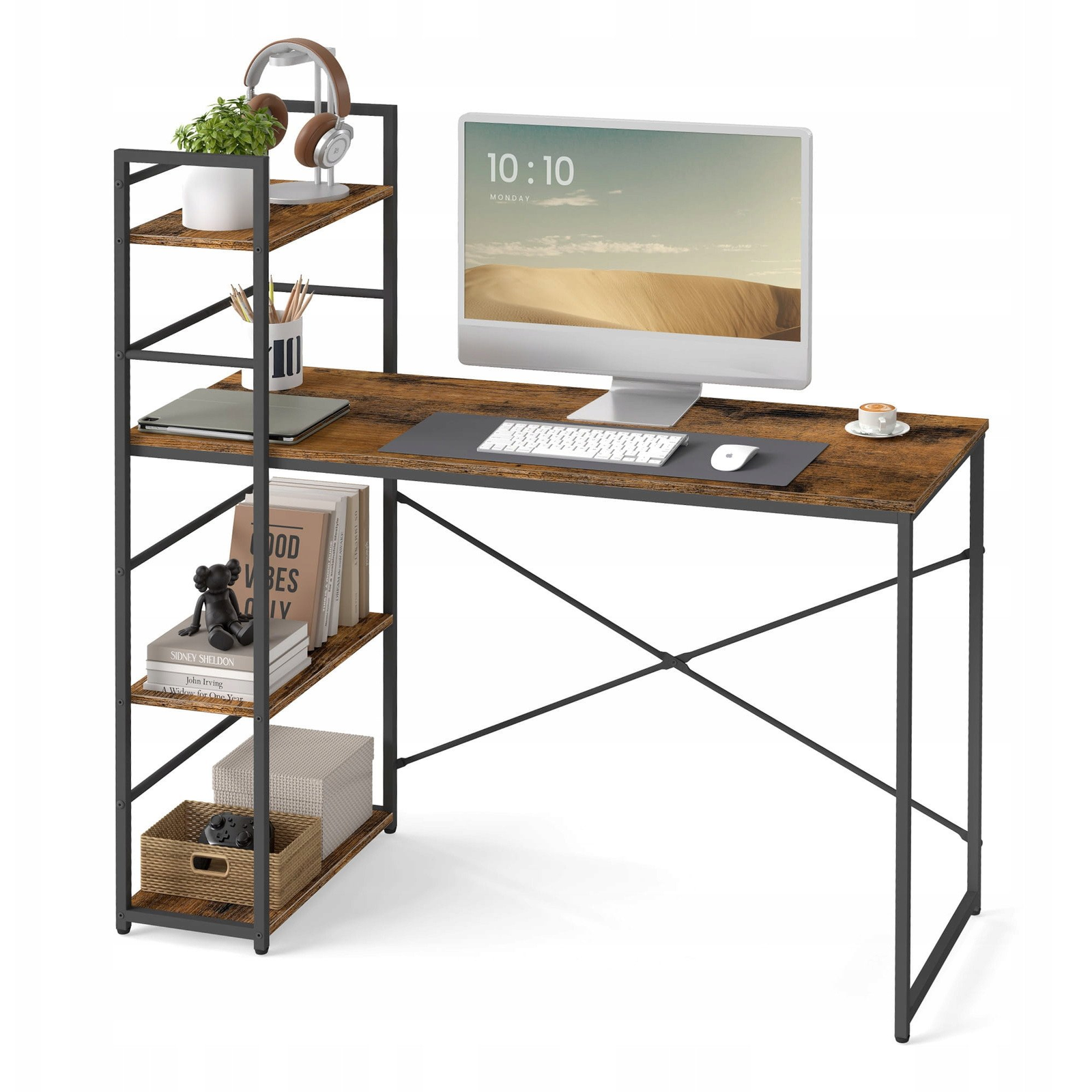 MAX 4.0 Számítógépasztal - Rusztikus / Fekete Lábak (model_2872_1)