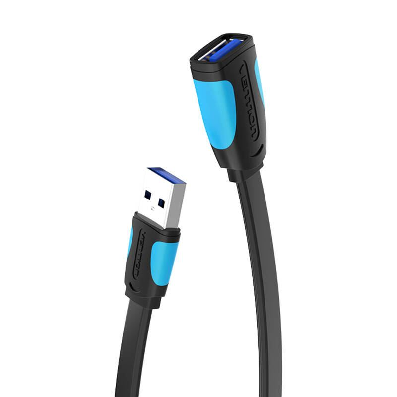 Vention USB 3.0 lapos hosszabító kábel 3m fekete (VAS-A13-B300) (VAS-A13-B300)
