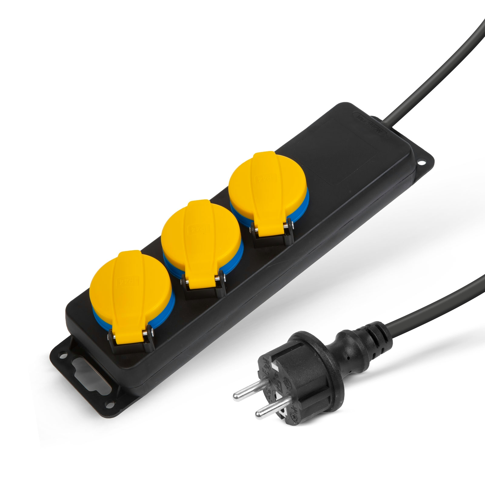 Delight 20223C 220V Kültéri elosztó 3 aljzatos 1.5m - Fekete/Sárga (20223C)