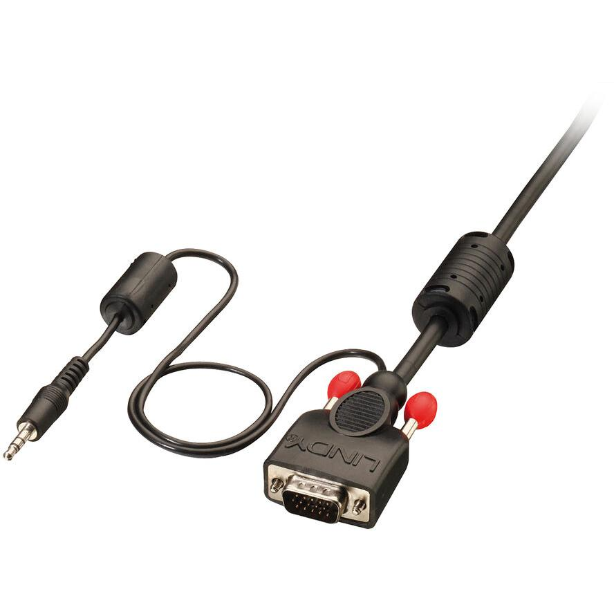 Lindy 37299 video átalakító kábel 2 M VGA (D-Sub) + 3.5mm Fekete, Vörös (37299)