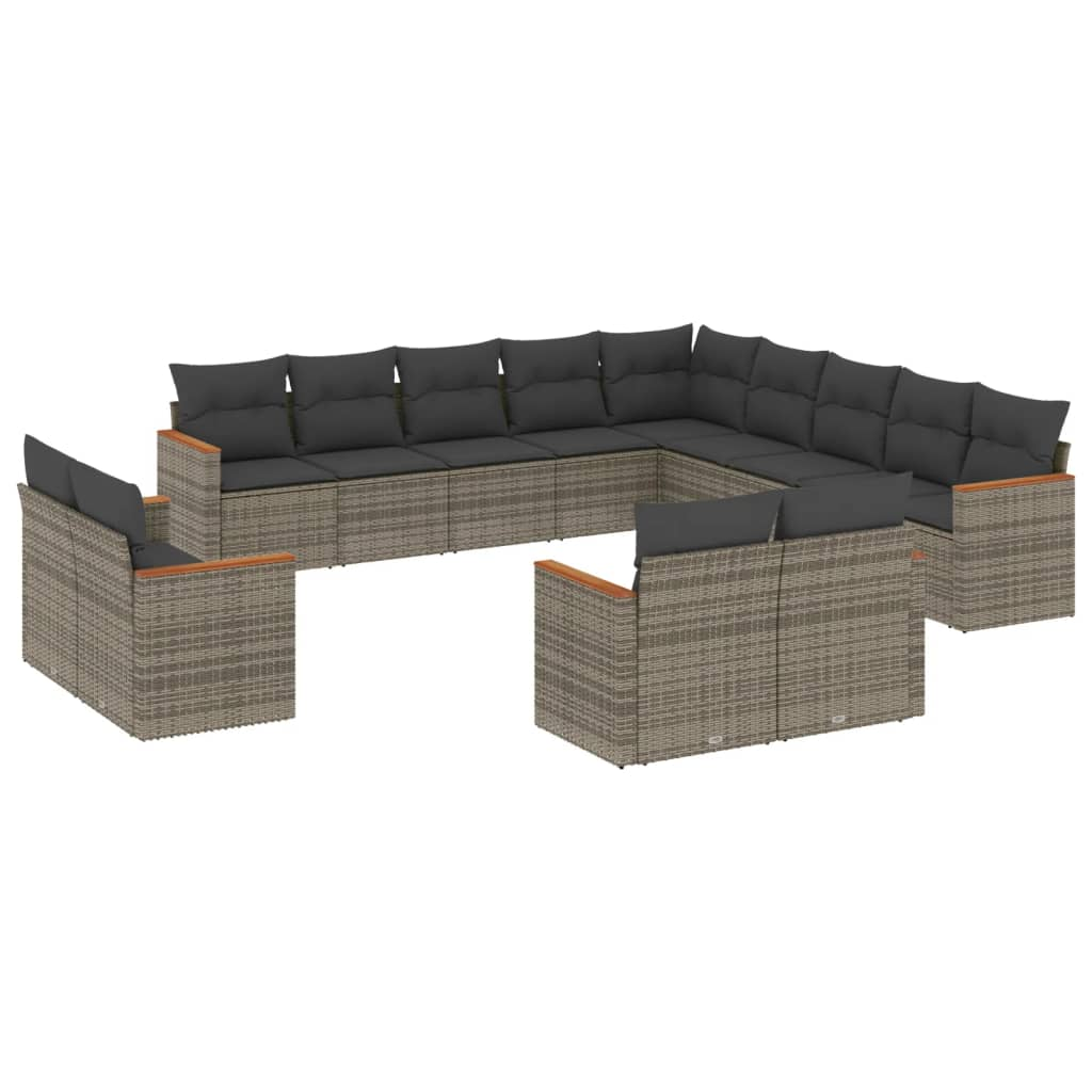 13 részes szürke polyrattan kerti ülőgarnitúra párnákkal (3226529)