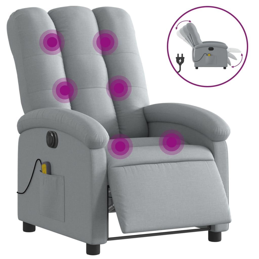 világosszürke szövet dönthető elektromos masszázsfotel (3204080)