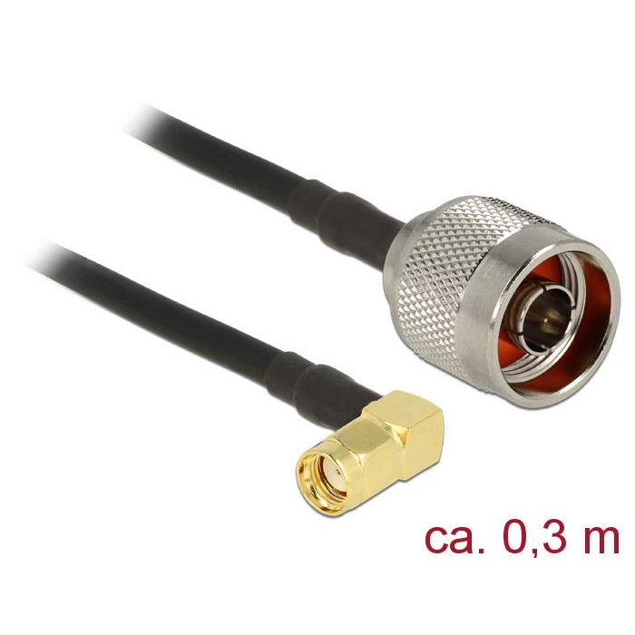 Delock N Plug > RP-SMA Plug 90 CFD200 antenna kábel 0.3m (89578) (DE89578)