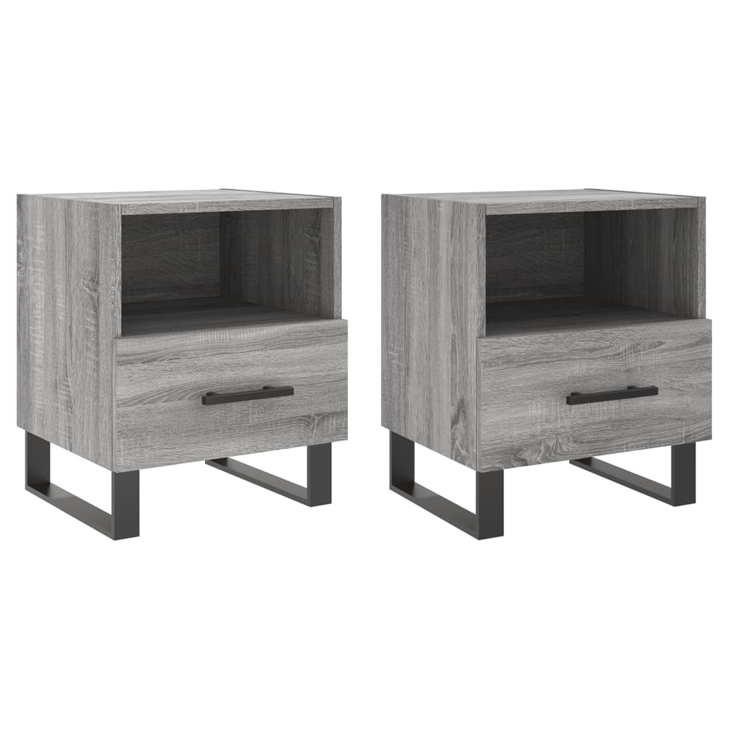 2 db szürke sonoma színű szerelt fa éjjeliszekrény 40x35x47,5cm (827497)