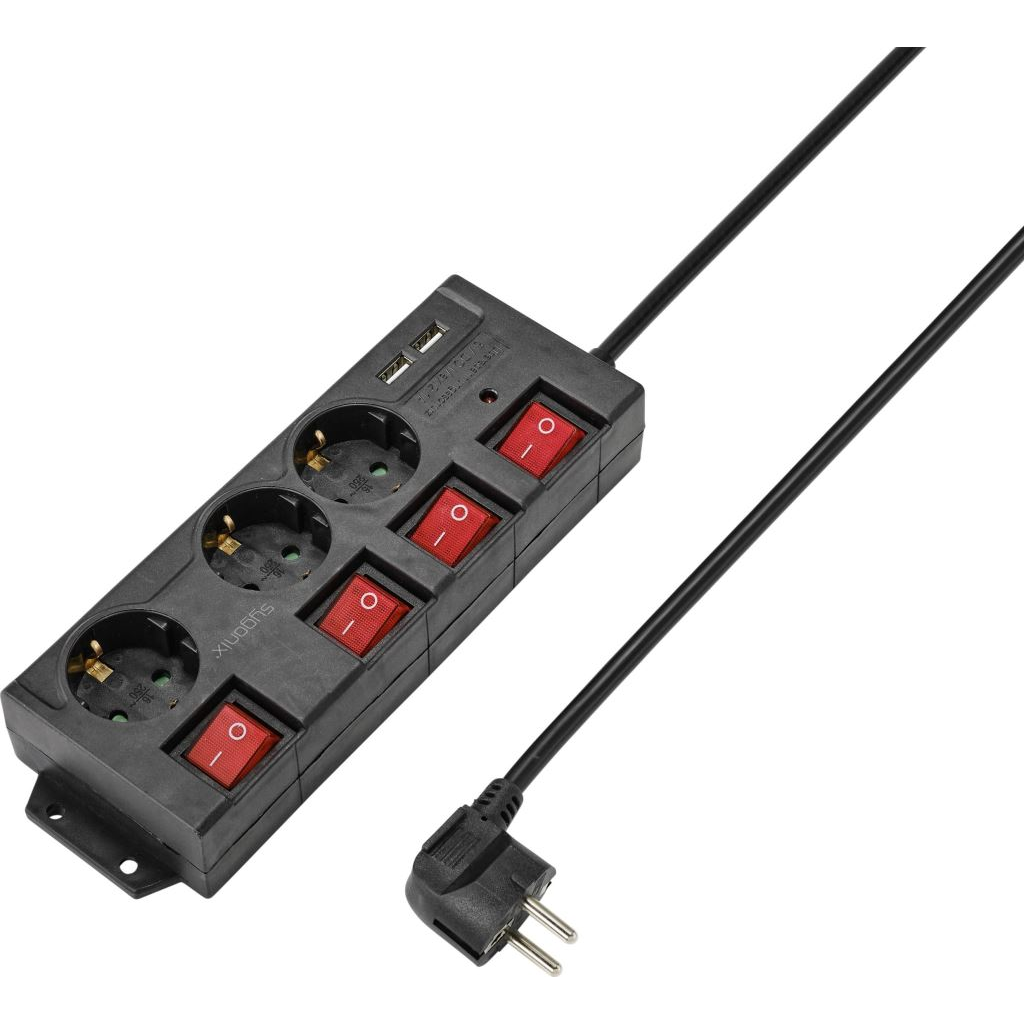 Sygonix védőérintkezős elosztó kapcsolóval fekete (RF-4737788) (RF4737788)