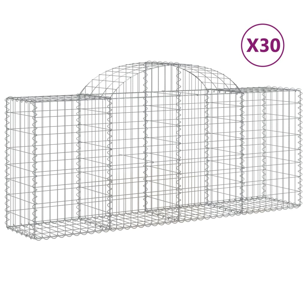 30 db íves horganyzott vas gabion kosár 200x50x80/100 cm (3146316)