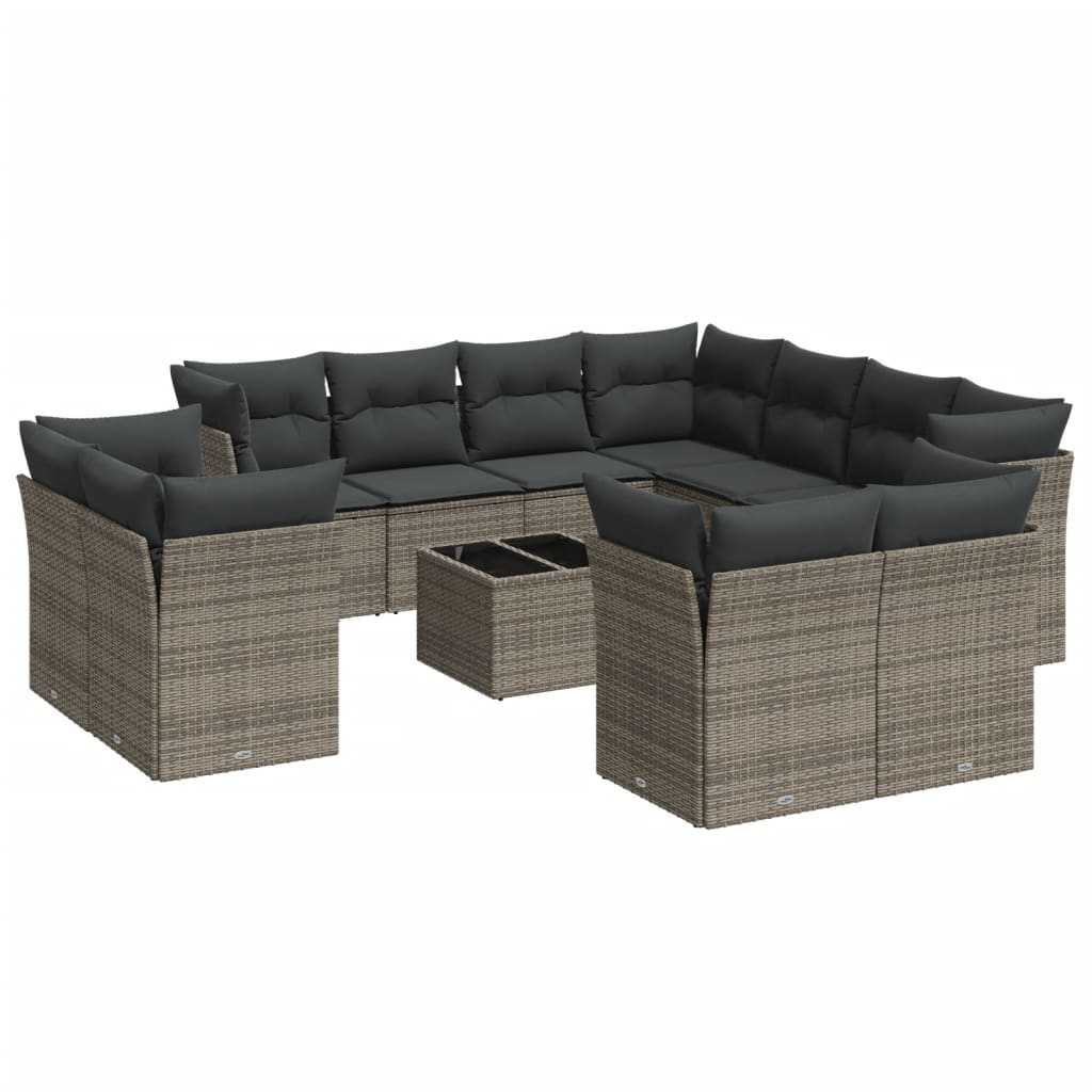 12 részes szürke polyrattan kerti ülőgarnitúra párnákkal (3218520)