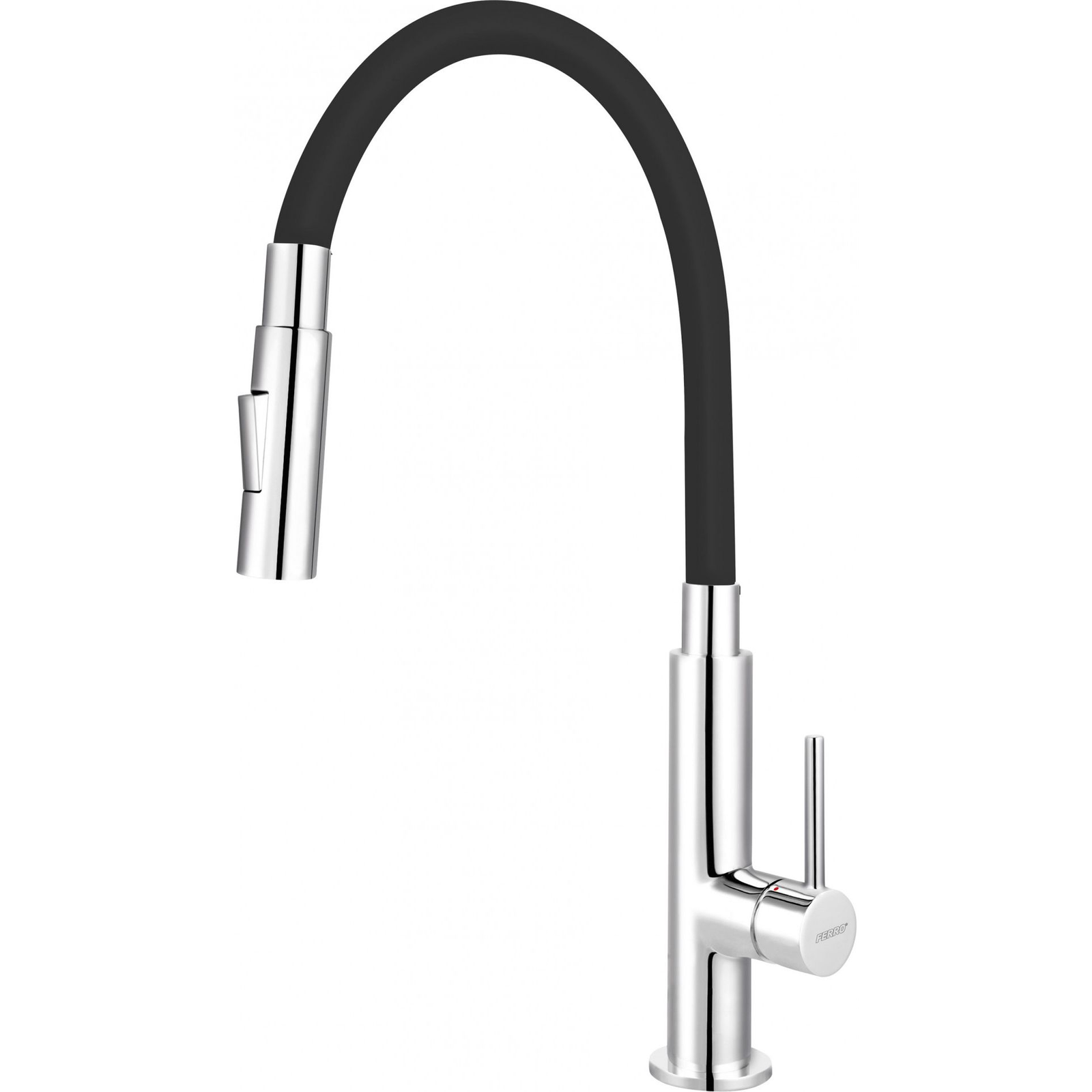 Ferro Zumba Slim BZA43B Csaptelep - Flexibilis, Zuhanyváltós Kifolyócsővel, Fekete (BZA43B)