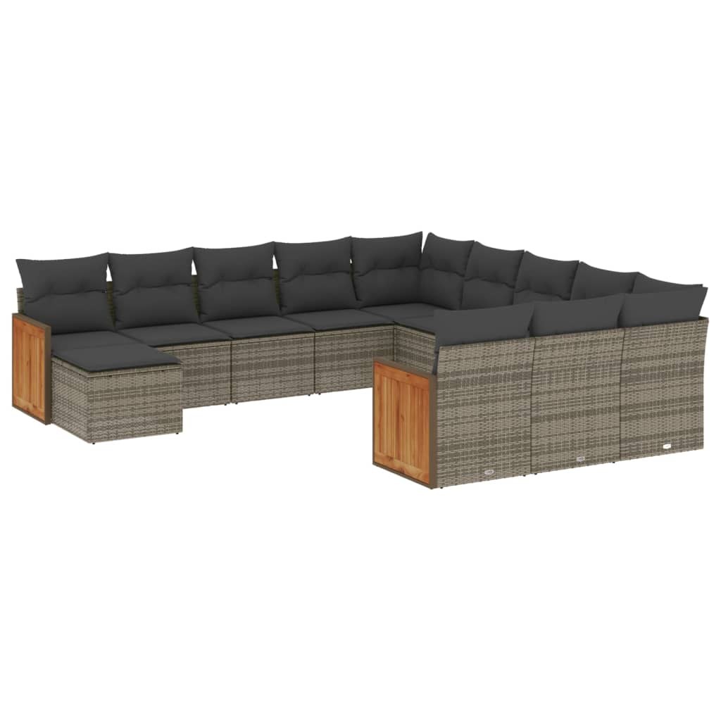 12 részes szürke polyrattan kerti ülőgarnitúra párnákkal (3260667)