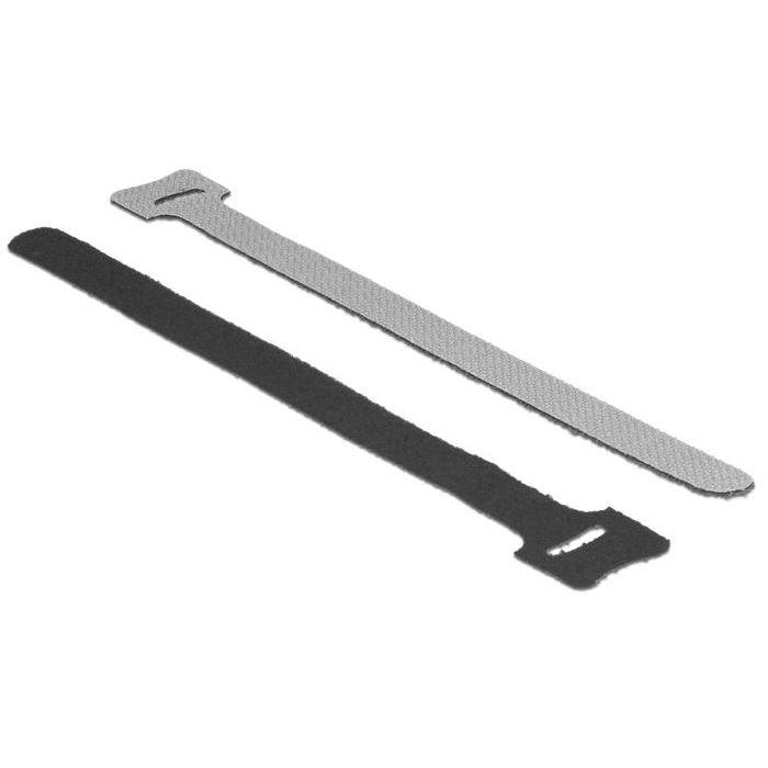 Delock Hurkolható kábelkötegelő 200 x 12 mm 10 db fekete (18687) (d18687)