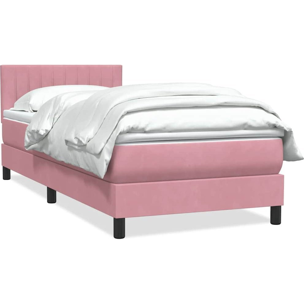 rózsaszín bársony rugós ágy matraccal 80x210 cm (3316382)