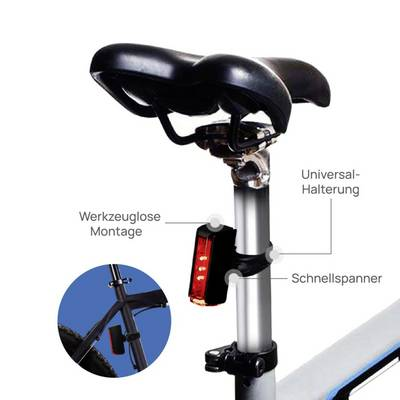 Fischer Fahrrad PLUS TWIN STOP Kerékpár hátsó világítás LED Fekete (50761) (50761)