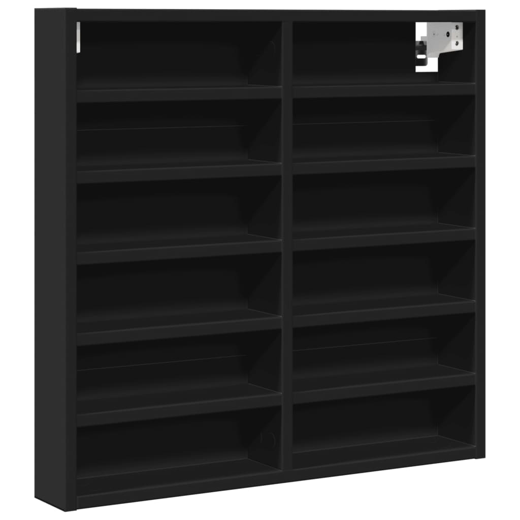 fekete szerelt fa vitrinszekrény 60 x 8,5 x 58 cm (847962)
