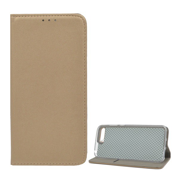 Tok álló, bőr hatású (FLIP, oldalra nyíló, asztali tartó funkció) ARANY [Huawei Y6 (2018)] (5996457786596)