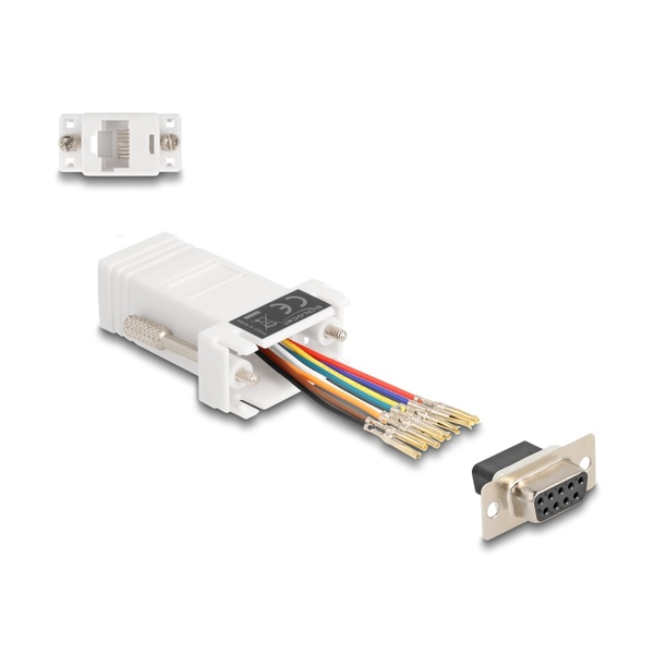 DELOCK Adapter D-Sub9 -> RJ45 Bu/Bu Montagesatz weiß