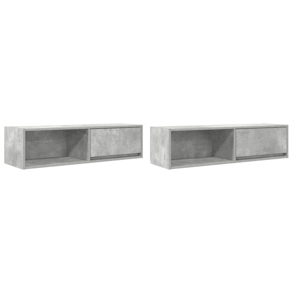2 db betonszürke szerelt fa TV-szekrény 100x31x25,5cm (861479)