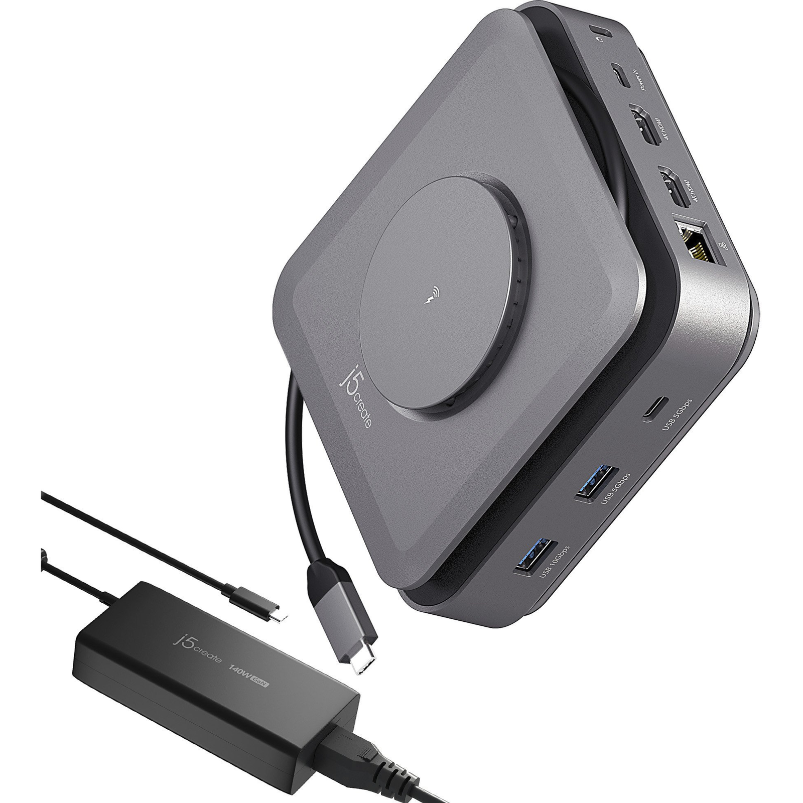 USB-C DOCK DUAL 4K HDMI GAN UK PLUG 140W PD3.1 POWER ADAPTER (JCD3199P-FN)