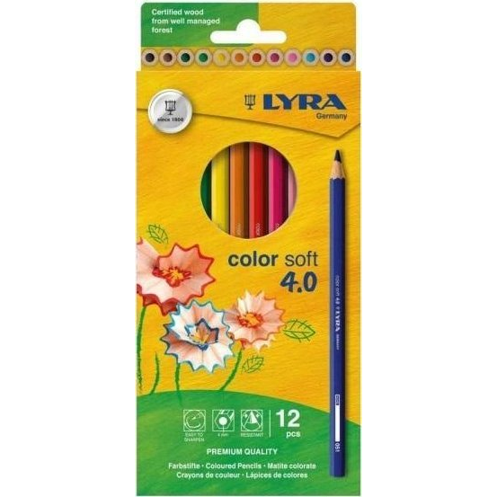 Lyra Színes Ceruza Color Soft 4.0 Extra Puha Élénk Lágy Színek 12 Darabos