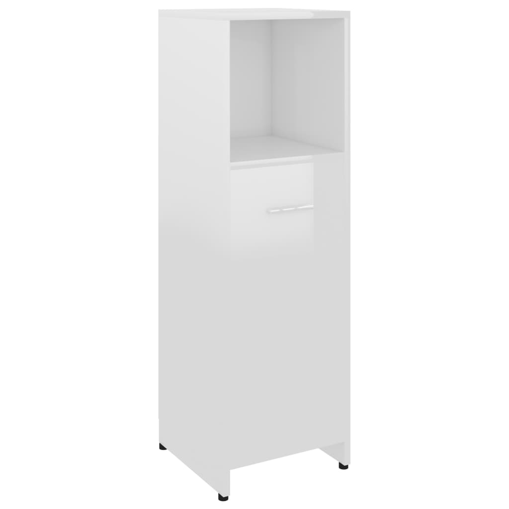 magasfényű fehér forgácslap fürdőszobaszekrény 30 x 30 x 95 cm (802594)