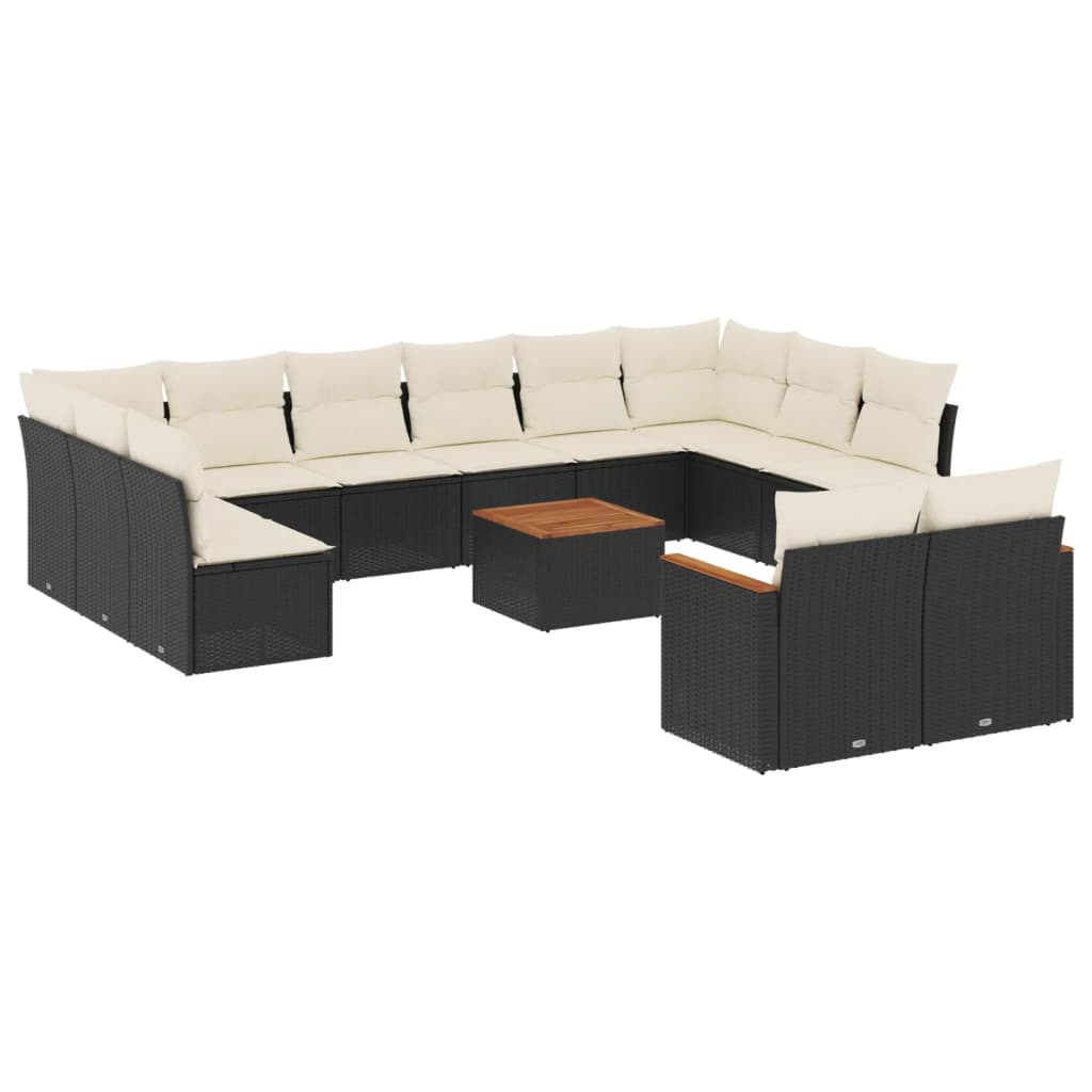13 részes fekete polyrattan kerti ülőgarnitúra párnákkal (3226448)