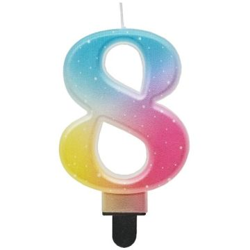 Godan Beauty and Charm: Szivárvány színű pasztell számgyertya - 8 (SF-OPA8) (SF-OPA8)