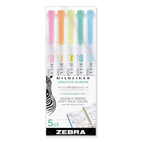 Viacfarebné zvýrazňovače Zebra 5 ks
