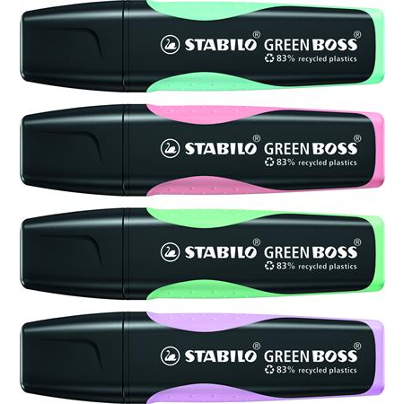 STABILO Szövegkiemelő készlet, 2-5 mm,  "Green Boss Pastel", 4 különböző szín (TST607042)