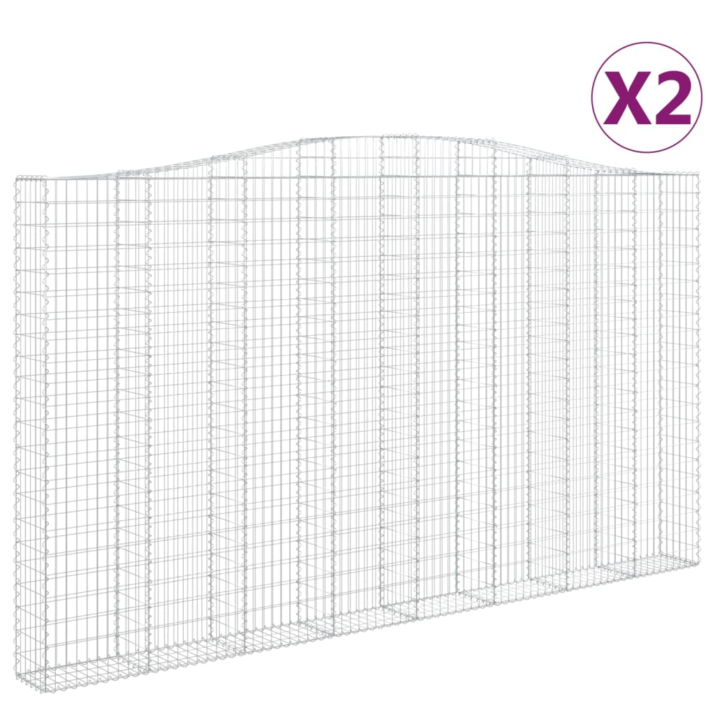 2 db íves horganyzott vas gabion kosár 400x30x220/240 cm (3145904)