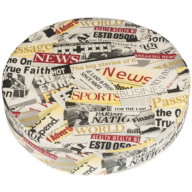 BELLATEX Seat round d.40 × 8 cm 89/228 coloured newspaper (12629)