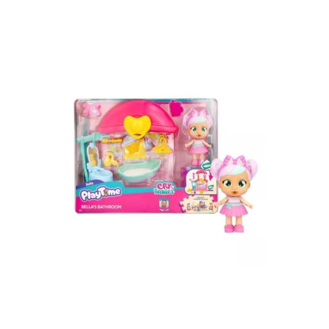 Cry Babies Playtime Bella fürdőszobája játékszett 14 darab kiegészítővel (IMC921498)