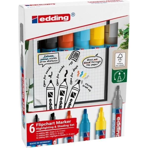 Viacfarebná fixka na papier Edding 6 ks