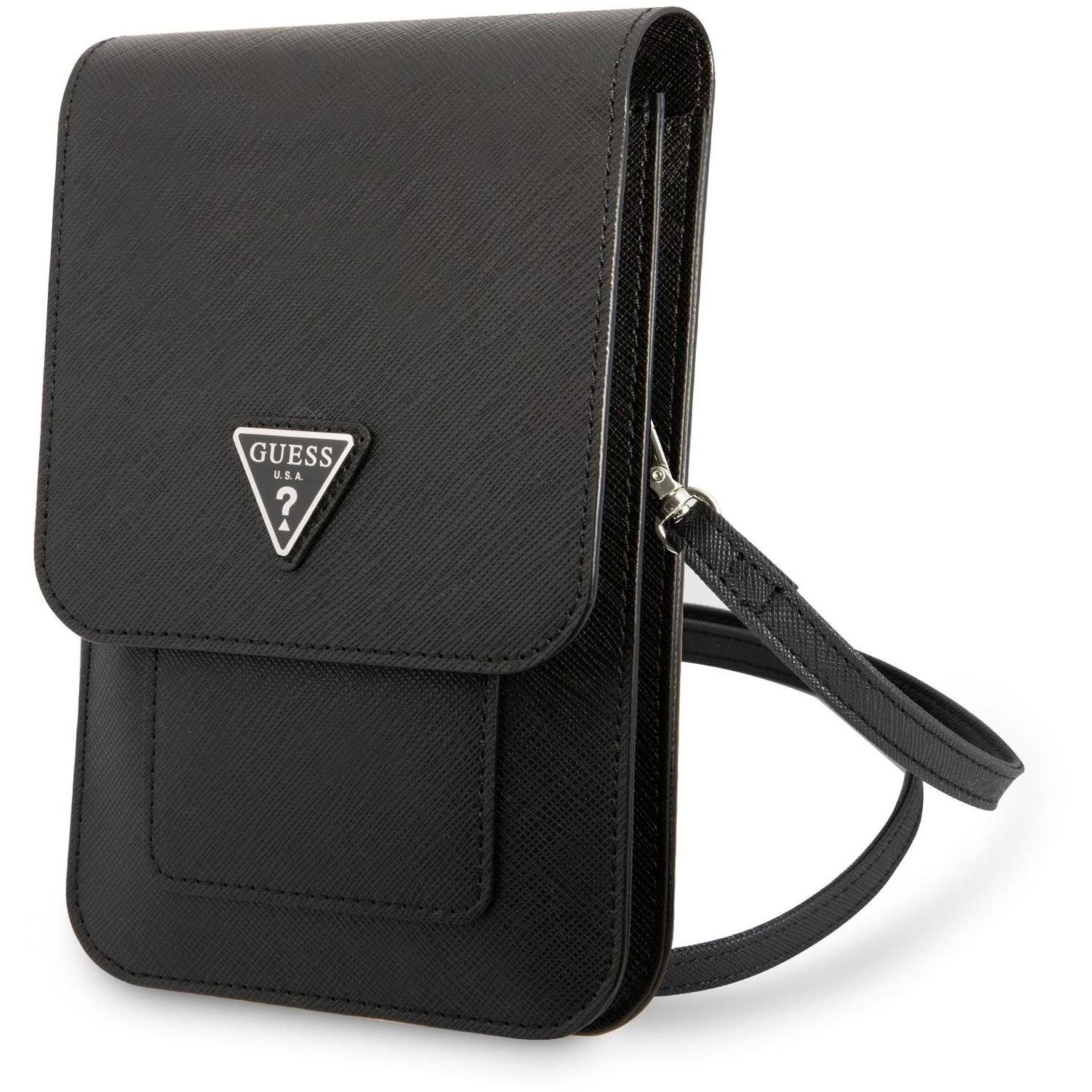 Guess PU Saffiano Triangle Logo Phone Bag Black tok (GUWBSATMBK)