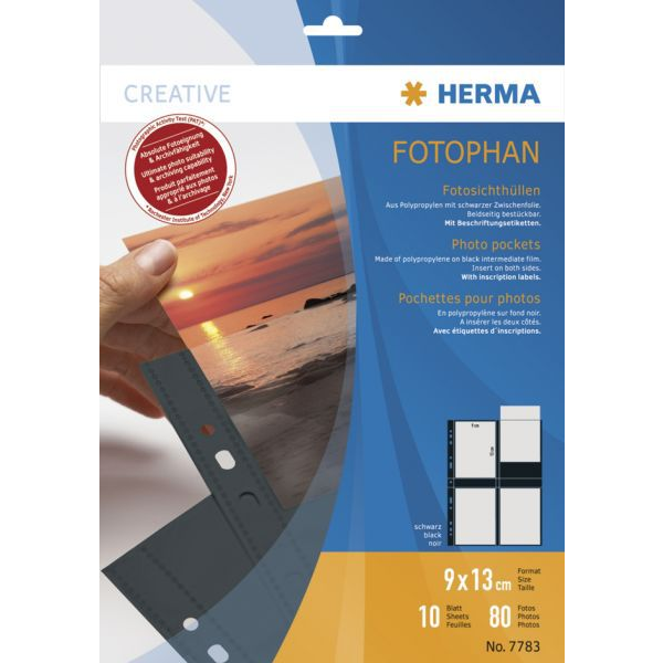 Herma 7783 7783 Fényképtasakok Fekete, Átlátszó 9 x 13 cm (7783)