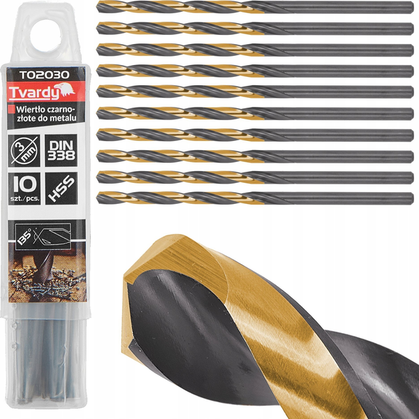 Wiertło Tvardy Wiertło czarno-złote do metalu HSS 3.00mm (10/300/3000)