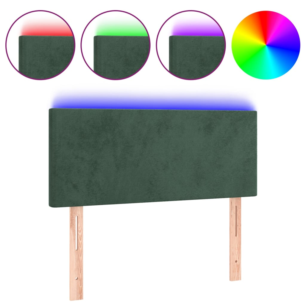 sötétzöld bársony LED-es fejtámla 90x5x78/88 cm (3121371)