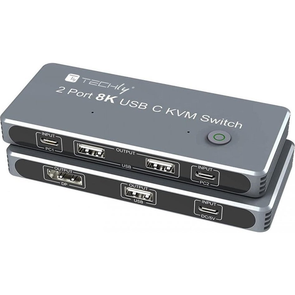 Techly IDATA KVM-DPC8K KVM kapcsoló Szürke