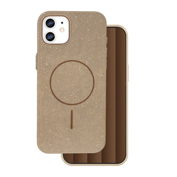 Szilikon telefonvédő (műanyag hátlap, kameravédő, MagSafe, csillogó) BARNA Apple iPhone 11 "Gigapack csomagolás" (GP-171514)