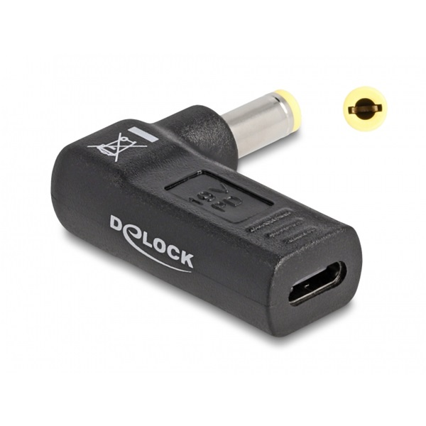DELOCK Átalakító Laptop töltőkábel USB Type-C female > 5.5 x 2.5mm male 90 fokos (60011)
