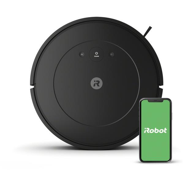 Робот прахосмукачка (2 в 1) Roomba Combo Essential Y011040, Система за почистване в 4 стъпки, Оборудвана с Wifi, Приема гласови команди, Интуитивно приложение iRobot, Жироскопична навигация, Автономност до 120 минути, Черен