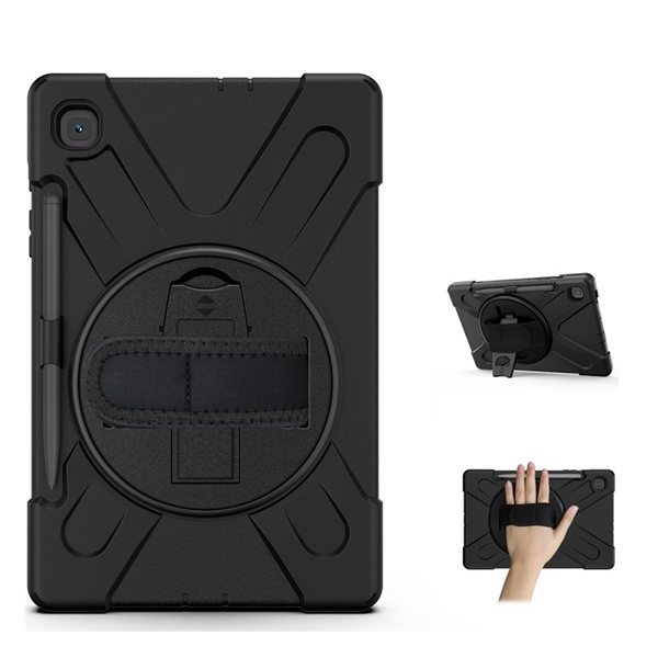 Defender műanyag telefonvédő (ütésállóság, kitámasztó, 360° + kézpánt) FEKETE SamsungGalaxy Tab S6 Lite 10.4 LTE (SM-P625) 2024 / Galaxy Tab S6 Lite 10.4 WIFI (SM-P620) 2024 "Gigapack csomagolás" (GP-98582)