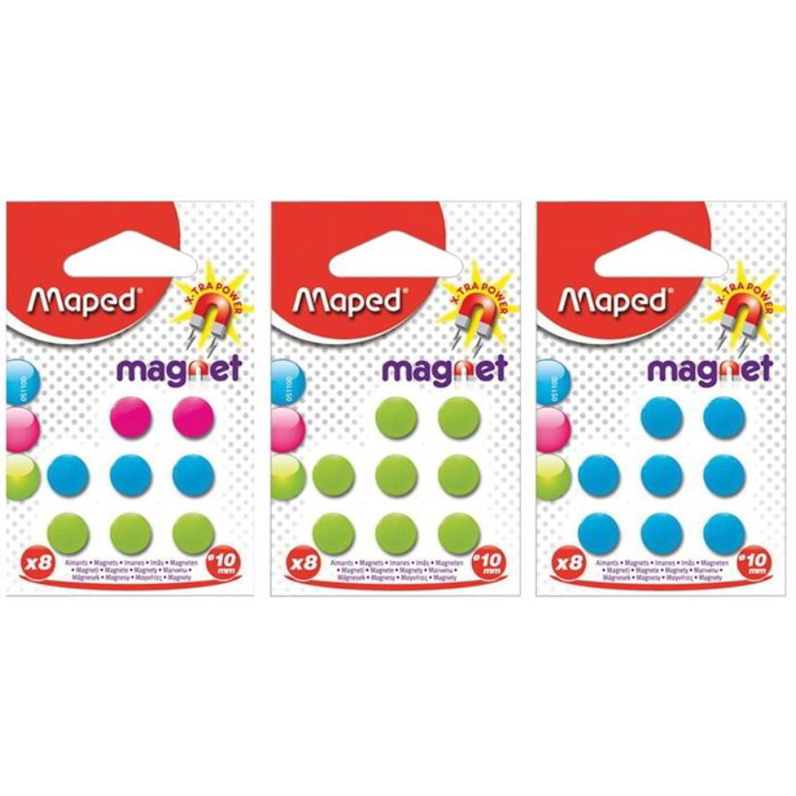 Maped 051100 10 mm Kerek mágnes - Vegyes színekben (8 db / csomag) (051100)