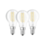 Osram BASE Clas LED fényforrás E14 4W Kisgömb meleg fehér filament (3db) (4058075819337)